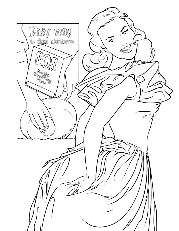 "American Vintage: A Coloring Book Inspired by 1940's Women's Magazines" 48 pages including cover. 8 1/2" x 11"