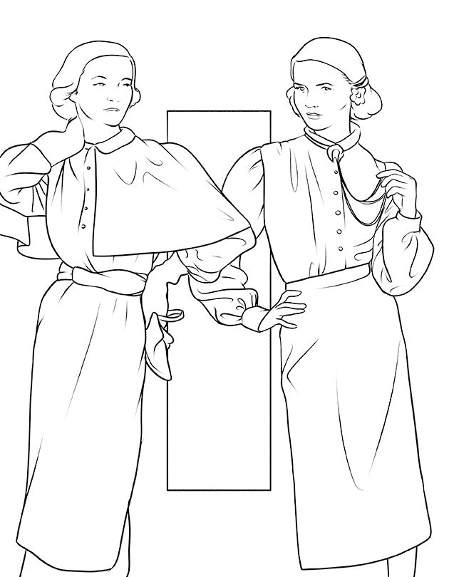 "American Vintage: A Coloring Book Inspired by 1940's Women's Magazines" 48 pages including cover. 8 1/2" x 11"