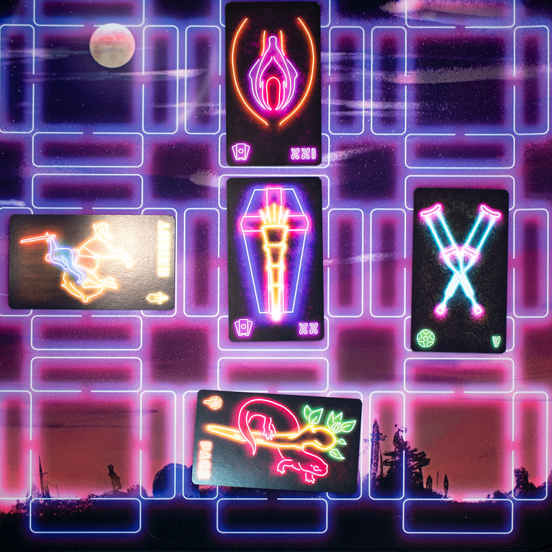Tarot by the Neon Light - Complete Bundle (Deck + Reading Mat)
