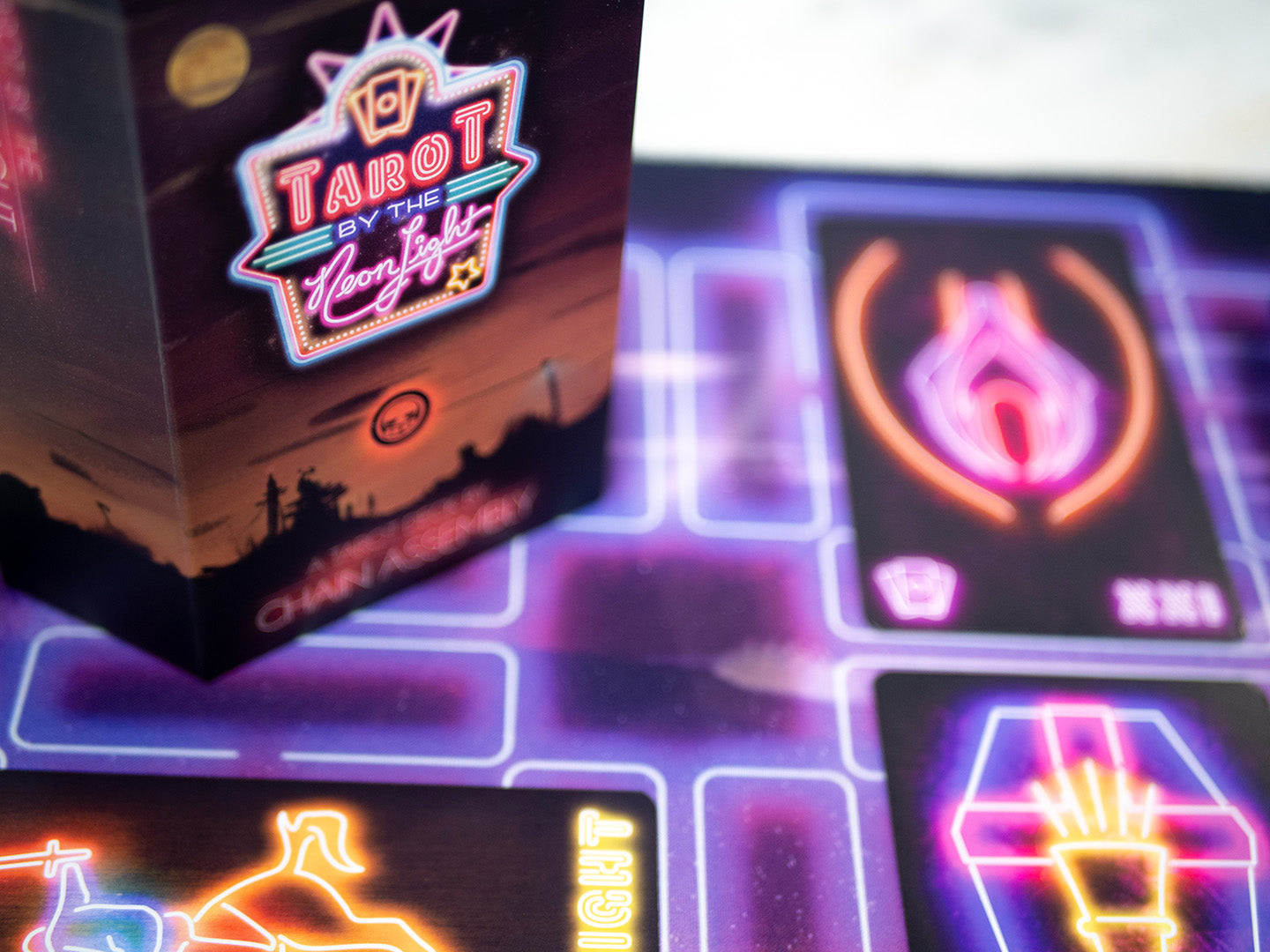 Tarot by the Neon Light - Complete Bundle (Deck + Reading Mat)
